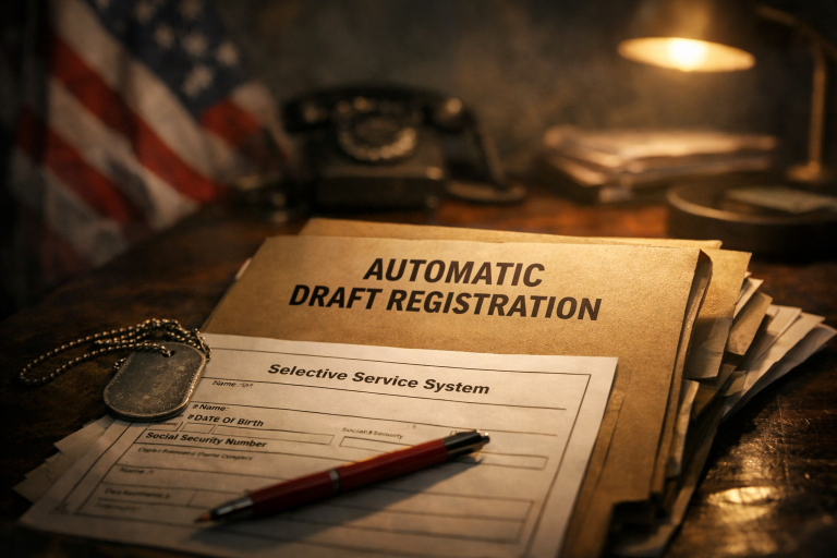 US automatic military draft registration and personal data collection