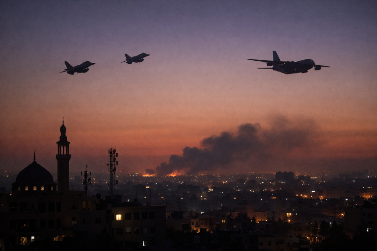 Iran Israel ceasefire meaning reflected in tense Middle East skyline during uneasy calm