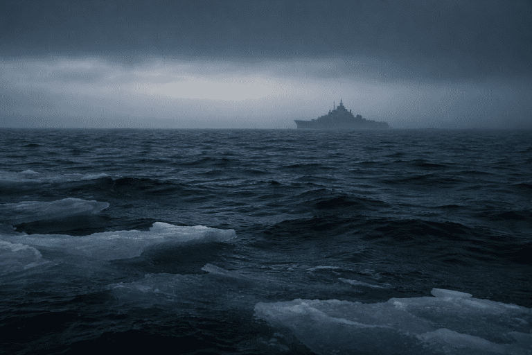 Russia Barents Sea rocket test zones 2026 Arctic military waters with distant naval presence