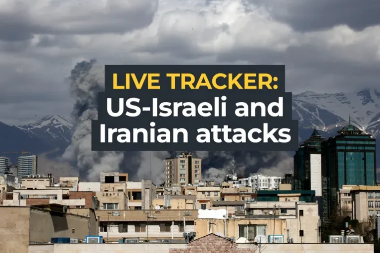 US Israel attacks on Iran death toll updates analysis showing aerial conflict imagery and fragmented data visualization