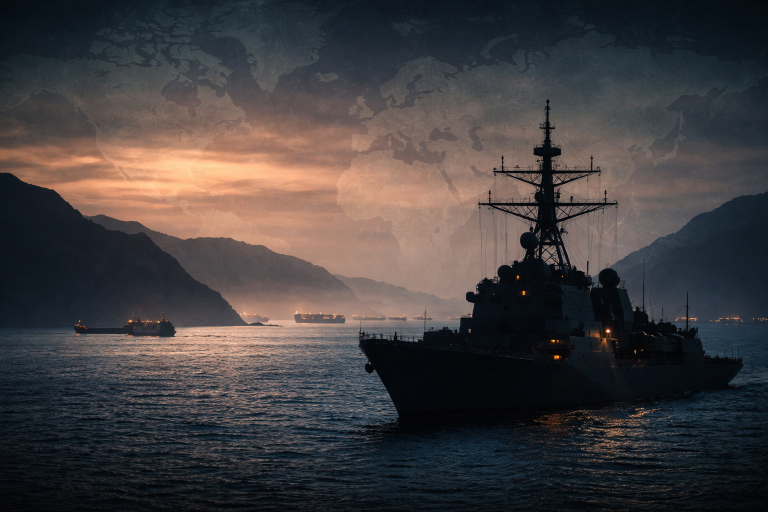 US naval blockade of Iran Strait of Hormuz oil shipping tension scen