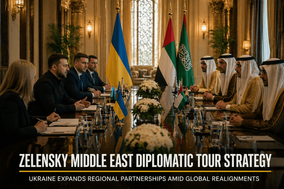 Zelensky Middle East diplomacy meeting reflecting Ukraine foreign policy strategy shift