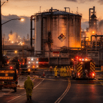 Southern California chemical tank evacuation risk industrial hazard scene