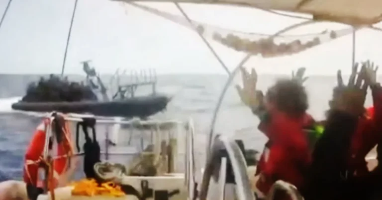 Gaza aid flotilla intercepted at sea showing humanitarian ships and naval enforcement tension