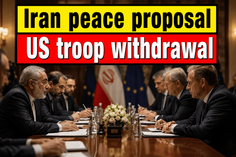 Iran peace proposal US troop withdrawal negotiations diplomatic tension