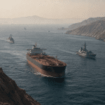 Strait of Hormuz tensions with oil tanker and military ships amid US Iran standoff