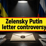 Investigative scene showing symbolic letter between Ukraine and Russia leaders highlighting Zelensky Putin letter controversy