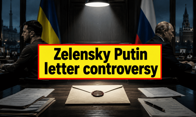 Investigative scene showing symbolic letter between Ukraine and Russia leaders highlighting Zelensky Putin letter controversy