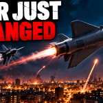Jet-powered Russian attack drone flying over Ukraine as air-defence systems attempt to intercept it, illustrating the rapidly evolving future of drone warfare.