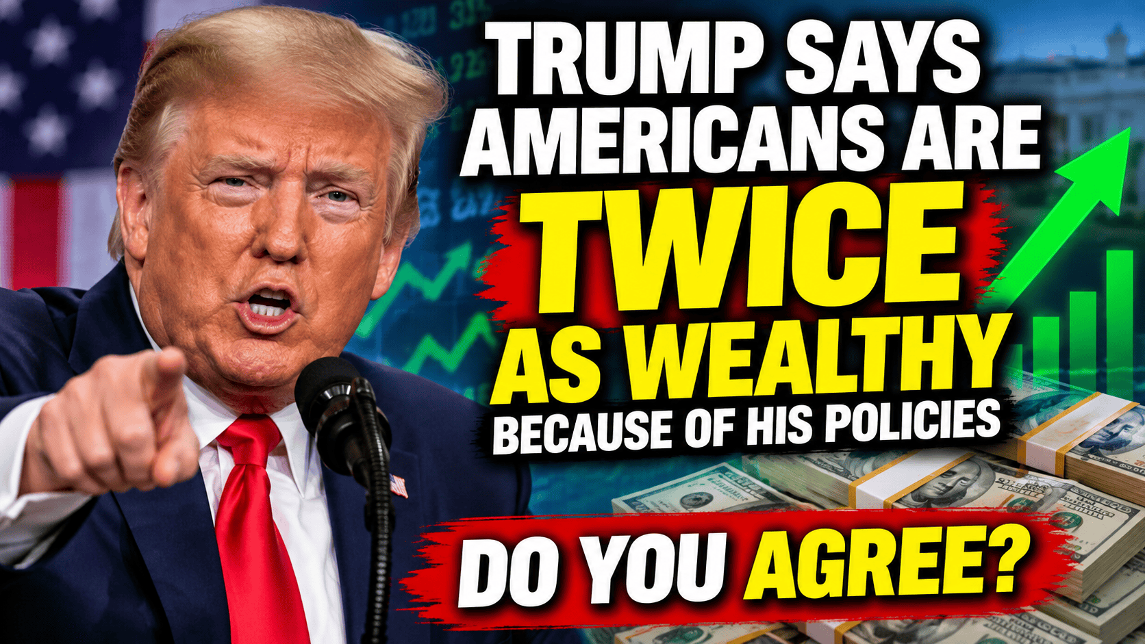 President Donald Trump speaking to reporters about 401(k)s, American wealth and the U.S. economy in 2026.