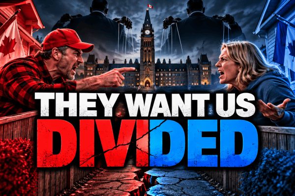 Two neighbours divided by political conflict as government buildings loom behind them.