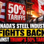 Canadian steel factory with molten steel production representing Canada's steel industry fighting Trump tariffs