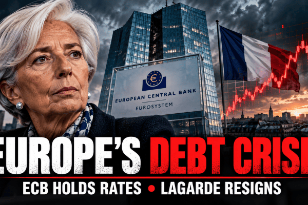 Christine Lagarde and the European Central Bank amid concerns over French government debt and eurozone interest rates.