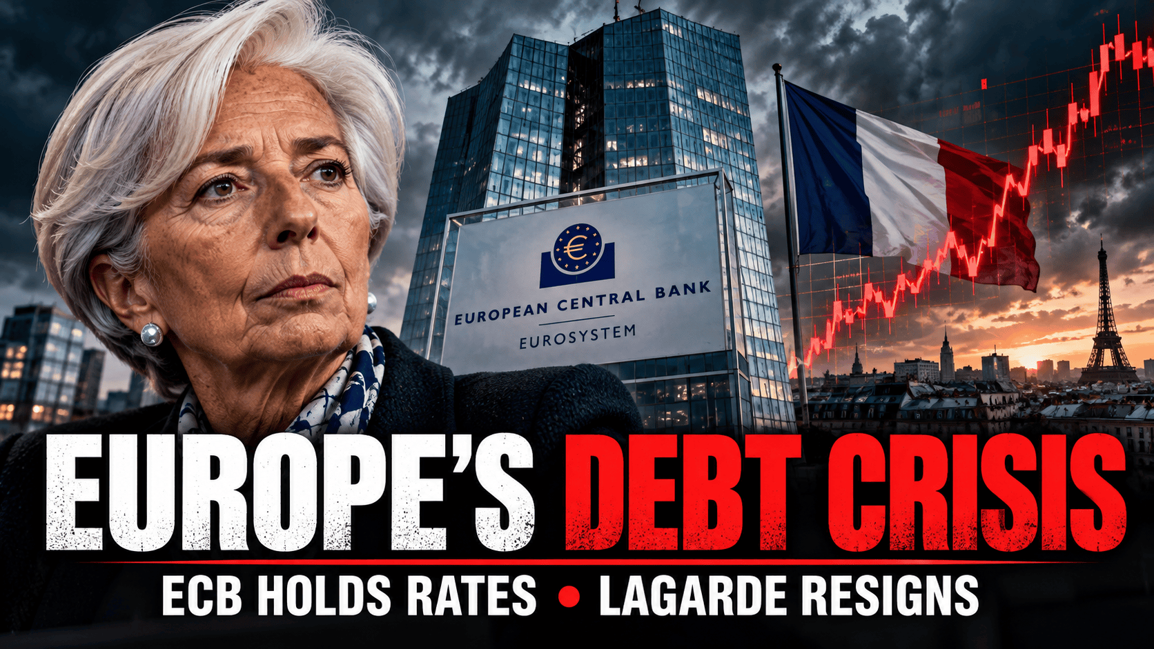 Christine Lagarde and the European Central Bank amid concerns over French government debt and eurozone interest rates.