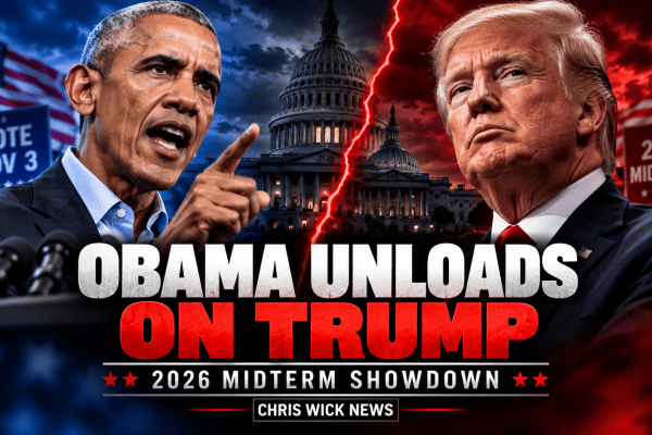Barack Obama and Donald Trump featured in a dramatic political image representing the heated 2026 US midterm election battle.