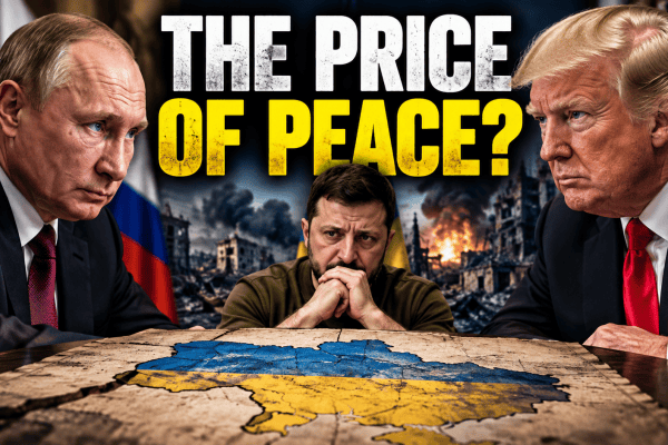 Vladimir Putin and Donald Trump in a symbolic illustration of Ukraine peace negotiations and diplomatic tensions.