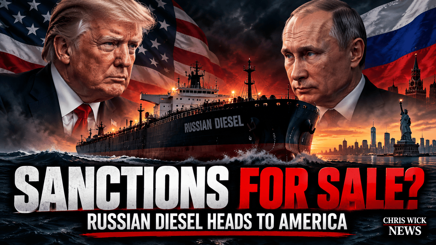 Russian diesel tanker heading to New York following the Trump Putin energy agreement in October 2026.
