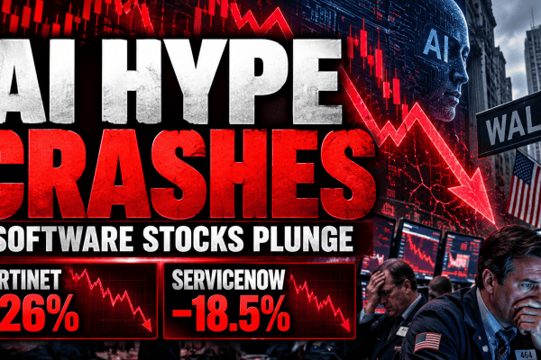 Software stocks crash as Fortinet and ServiceNow shares plunge amid Wall Street concerns about artificial intelligence valuations.