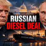 Donald Trump and Vladimir Putin amid Russian diesel deal controversy and congressional opposition.