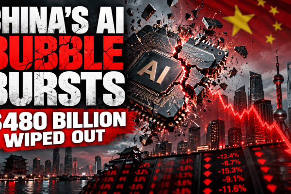 China AI bubble bursts as technology stocks plunge and $480 billion in market value disappears.